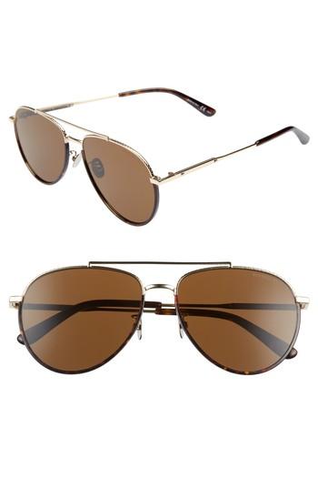 Women's Bottega Veneta 59mm Aviator Sunglasses - Gold/ Dark Havana