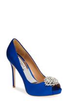 Women's Badgley Mischka 'jeannie' Crystal Trim Open Toe Pump .5 M - Blue