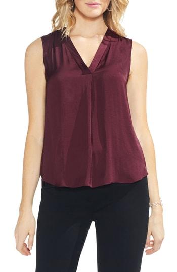Women's Vince Camuto V-neck Rumple Satin Blouse - Red