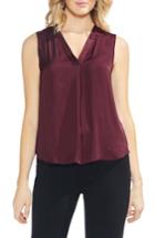 Women's Vince Camuto V-neck Rumple Satin Blouse - Red