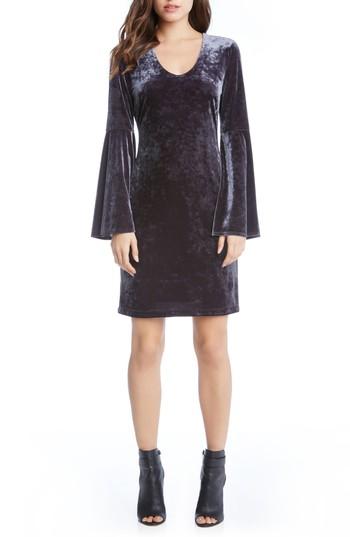 Women's Karen Kane Velvet Bell Sleeve Sheath Dress - Grey