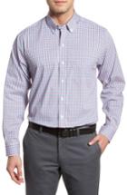 Men's Cutter & Buck Carson Plaid Performance Sport Shirt, Size - Pink