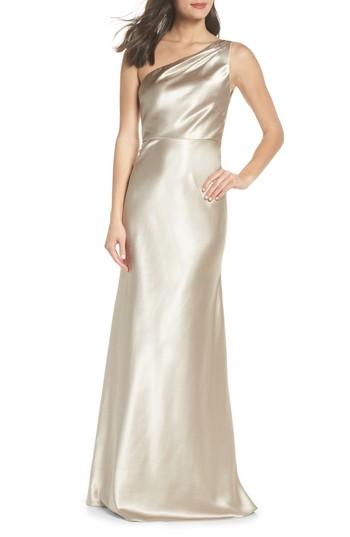Women's Jenny Yoo Lena One-shoulder Crepe Back Satin Gown