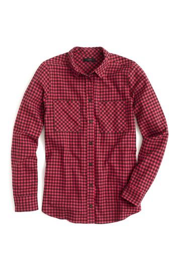 Women's J.crew Gelder Brushed Flannel Boy Shirt - Red