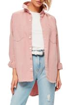 Women's Missguided Back Graphic Oversize Denim Shirt Us / 8 Uk - Pink