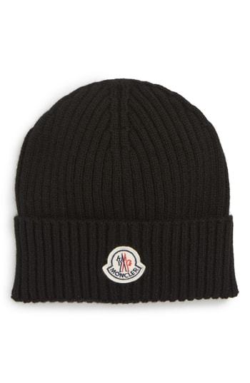 Men's Moncler Berretto Rib Cashmere Beanie - Black