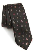 Men's Paul Smith Floral Jacquard Skinny Silk Tie, Size - Black