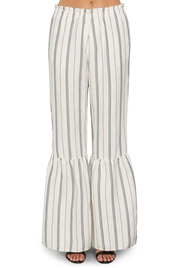 Women's Willow & Clay Stripe Ruffle Flare Pants - White