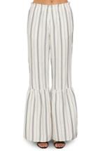 Women's Willow & Clay Stripe Ruffle Flare Pants - White