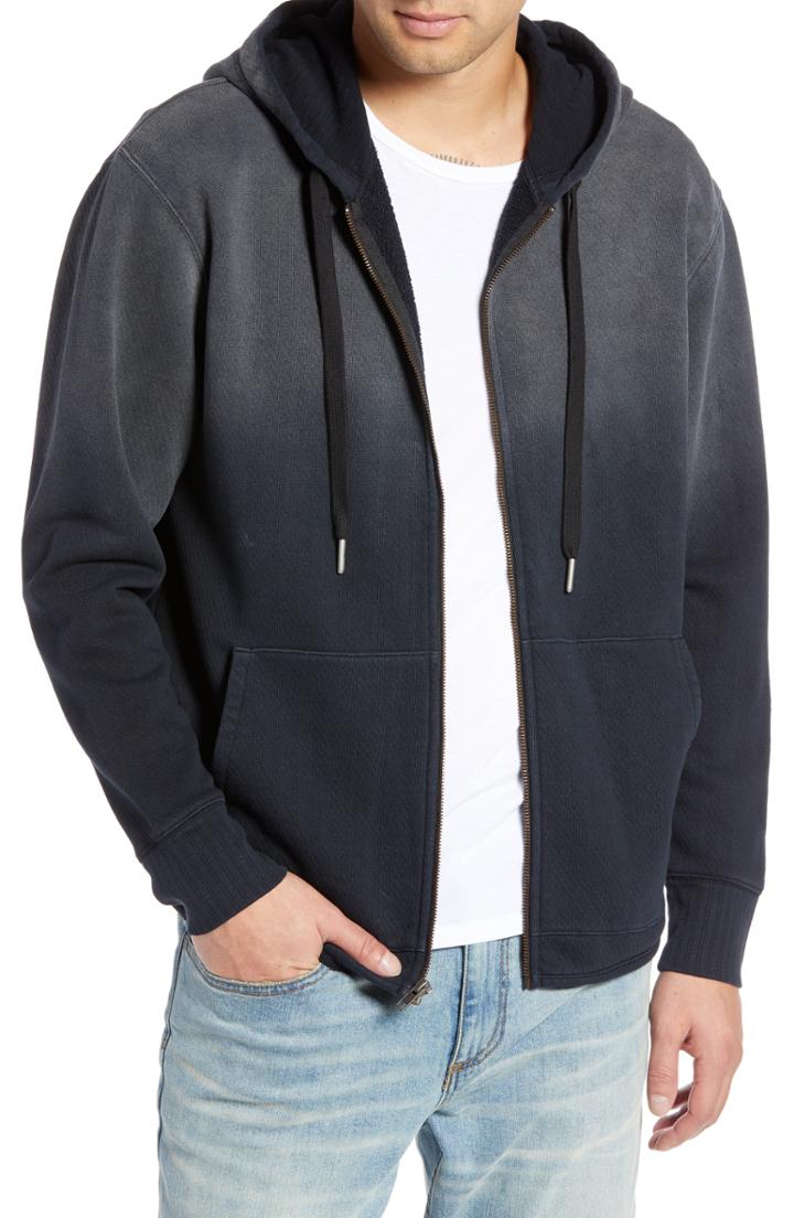 Men's Treasure & Bond Ombre French Terry Zip Hoodie - Black