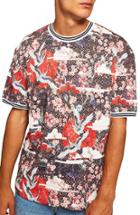 Men's Topman Japanese Tile Print Short Sleeve Sweatshirt, Size - Red