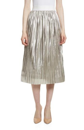 Women's Alice + Olivia Mikaela Pleat Metallic Skirt - Metallic