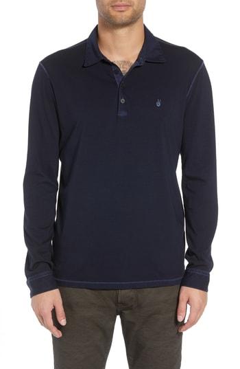 Men's John Varvatos Star Usa Long Sleeve Peace Sign Polo - Blue