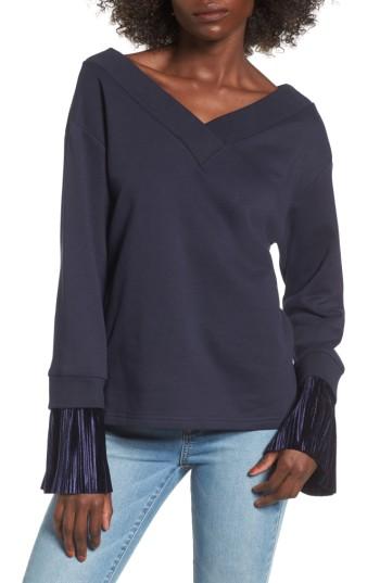 Women's J.o.a. Ruffle Cuff Sweatshirt - Blue