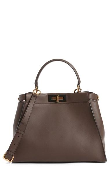 Fendi 'peek-a-boo' Medium Crossbody Bag - Brown