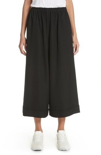 Women's Comme Des Garcons Wide Leg Crop Pants - Black