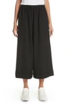 Women's Comme Des Garcons Wide Leg Crop Pants - Black