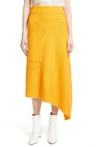 Women's Tibi Asymmetrical Rib Merino Wool Skirt - Orange