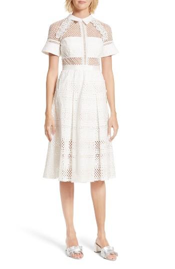 Women's Self-portrait Raglan Midi Dress - White