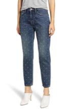 Women's Current/elliott The Vintage Studded High Waist Crop Slim Jeans - Blue