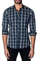 Men's Jared Lang Slim Fit Plaid Sport Shirt - Black