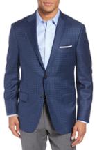 Men's Hickey Freeman Classic B Fit Check Wool Sport Coat L - Blue