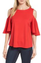Women's Halogen Knit Cold Shoulder Top - Orange