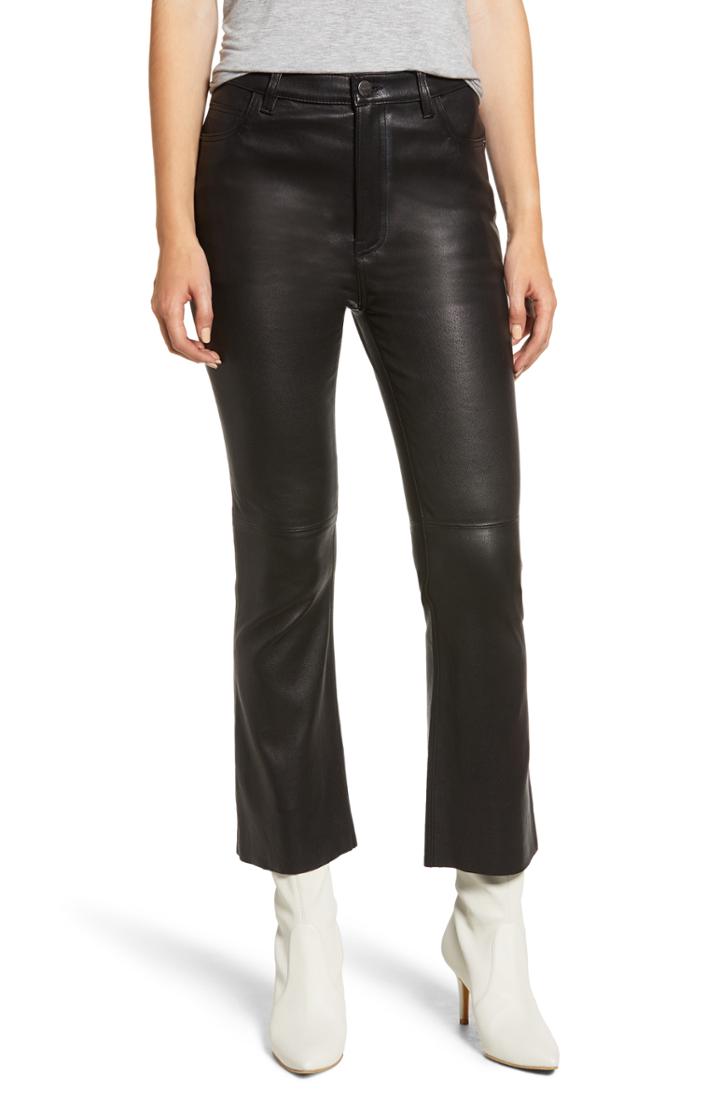 Women's Current/elliott The High Waist Kick Leather Pants