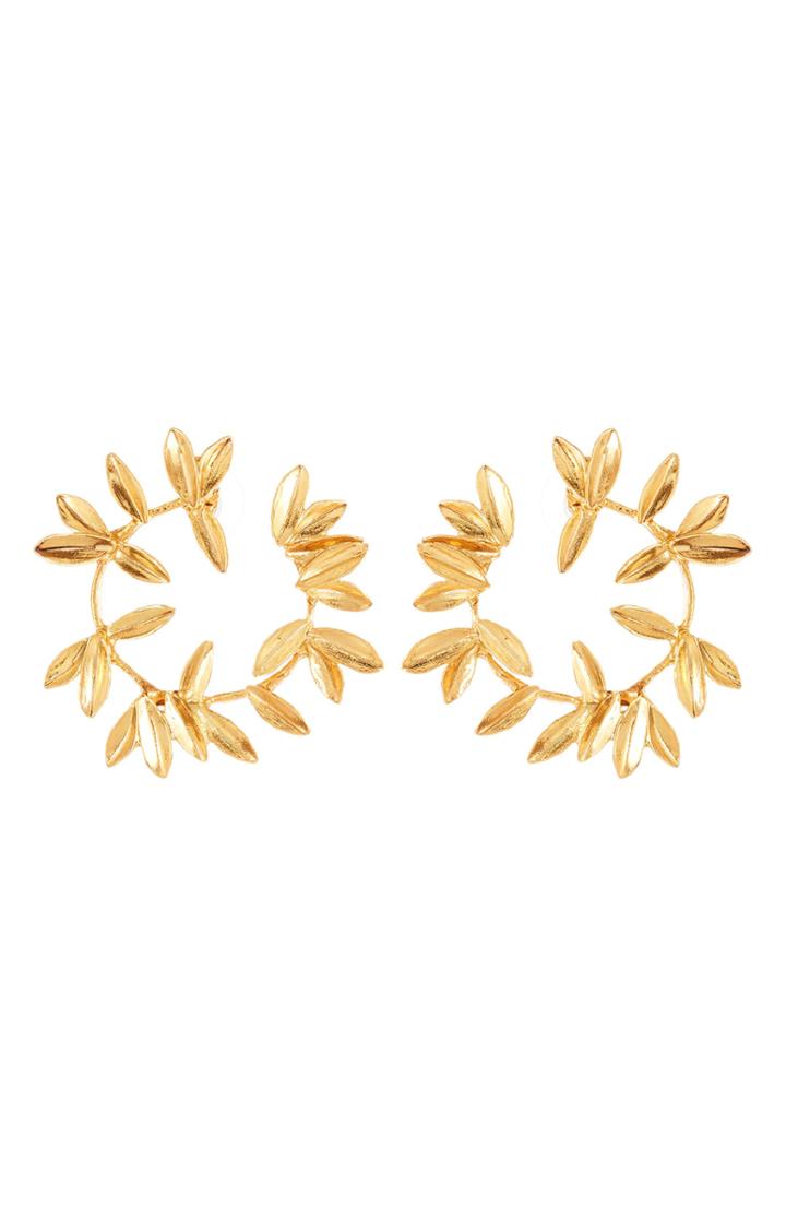 Women's Oscar De La Renta Leaf Hoop Earrings