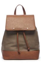 Sole Society Canvas & Faux Leather Backpack - Green