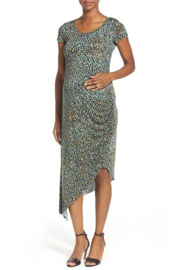 Women's The Urban Ma Print Side Ruched Maternity Dress - Black