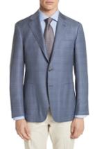 Men's Canali Classic Fit Plaid Wool Sport Coat Us / 56 Eur - Blue