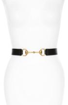Women's Gucci Horsebit Calfskin Leather Belt - Black