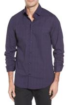 Men's Stone Rose Slim Fit Heather Fx Print Sport Shirt (l) - Blue