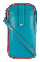 Lodis Mini Audrey Blossom Leather Crossbody Bag - Blue/green