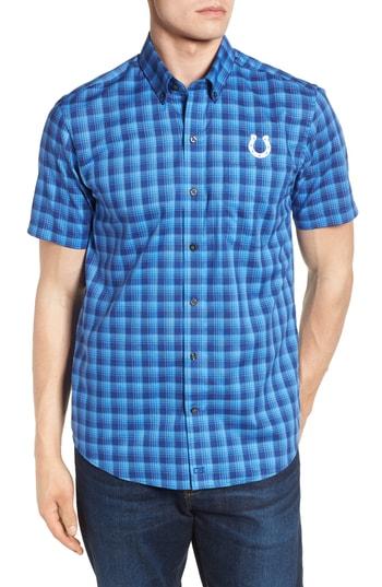 Men's Cutter & Buck Indianapolis Colts - Fremont Regular Fit Check Sport Shirt - Blue