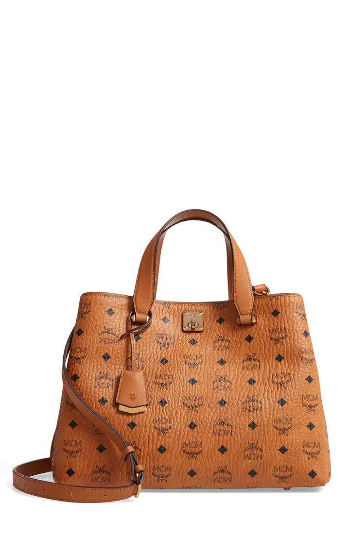 Mcm Large Visetos Coated Canvas Tote - Brown