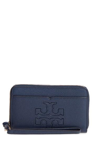 Women's Tory Burch Harper Leather Iphone 6/6s Wristlet - Blue
