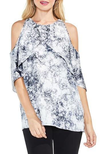 Women's Vince Camuto Speckle Atmosphere Cold Shoulder Top, Size - White