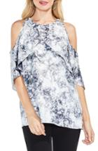 Women's Vince Camuto Speckle Atmosphere Cold Shoulder Top, Size - White
