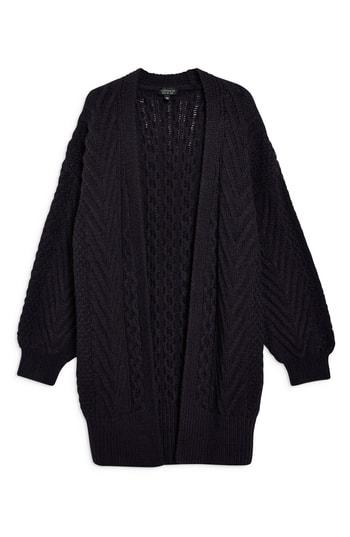 Women's Topshop Long Open Front Cardi Us (fits Like 0-2) - Blue