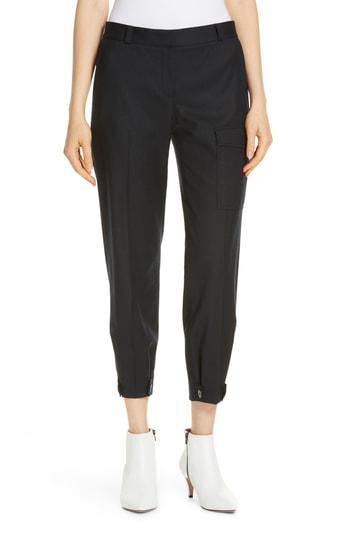 Women's Nordstrom Signature Wool Blend Flannel Button Cuff Pants - Blue