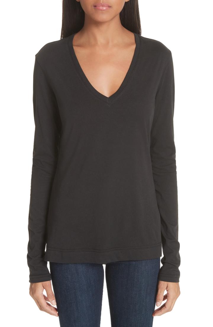 Women's Adam Lippes Pima Cotton Tee, Size - Black