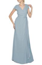 Women's Ceremony By Joanna August 'aurele' Cap Sleeve Chiffon Wrap Gown