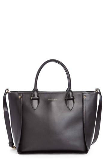 Alexander Mcqueen 'inside Out' Leather Shopper - Black
