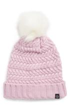 Women's Treasure & Bond Cable Knit Beanie With Faux Fur Pom - Pink