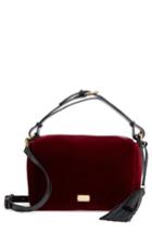 Frances Valentine Small Boxy Velvet & Leather Satchel - Red