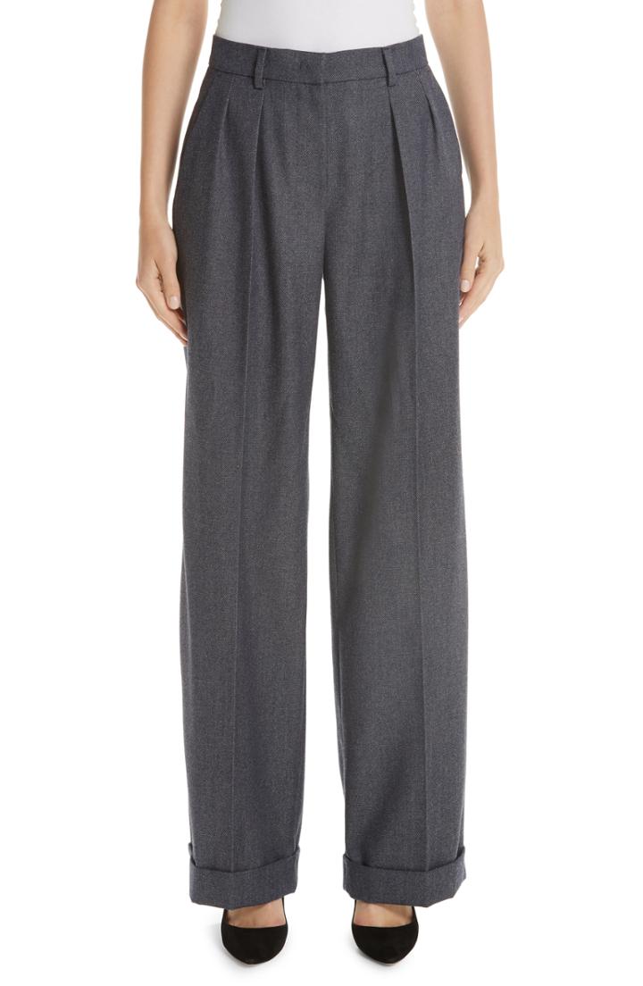 Women's Max Mara Vivy Wide Leg Wool Pants - Blue