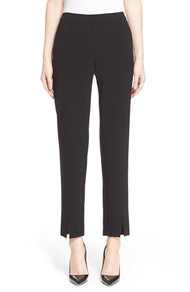 Women's St. John Collection 'jennifer' Crepe Marocain Ankle Pants - Black