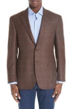 Men's Canali Classic Fit Windowpane Wool Sport Coat Us / 52 Eu R - Brown